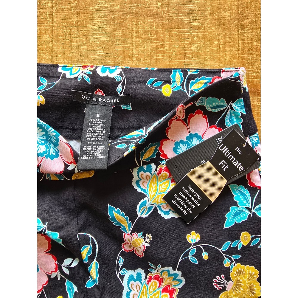 Zac &‎ Rachel NWT black and floral ultimate fit dress pants women's size 6 - Picture 6 of 7
